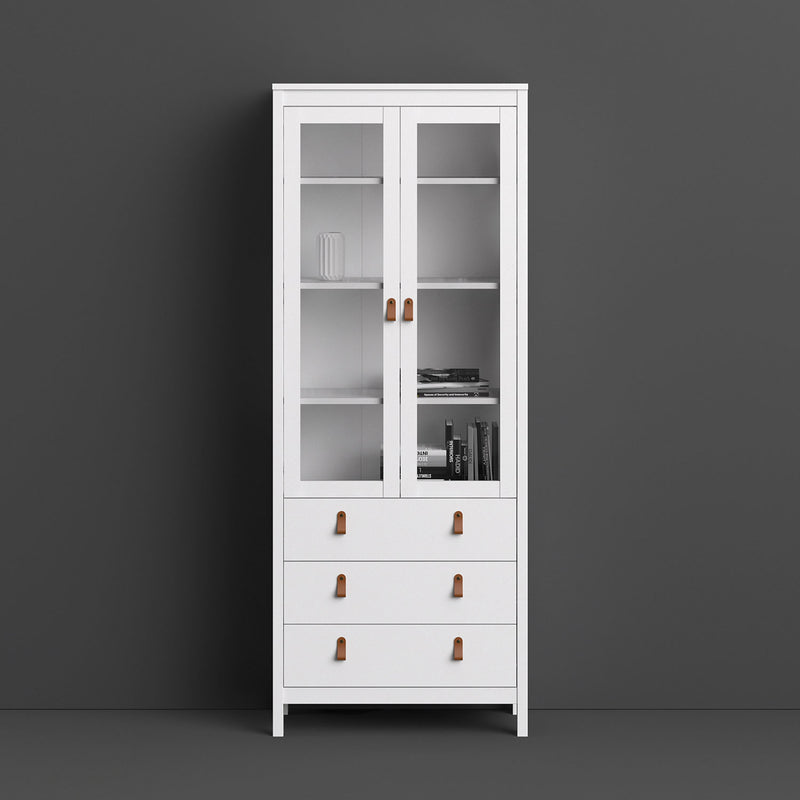 Barcelona White 2 Glass Doors Display Cabinet by Lavishway | Display Cabinet-29764