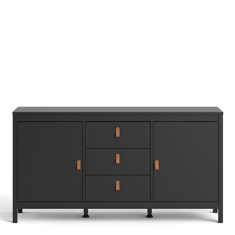 Barcelona Black 3 Drawers Wooden Sideboard by Lavishway | Sideboards-30283