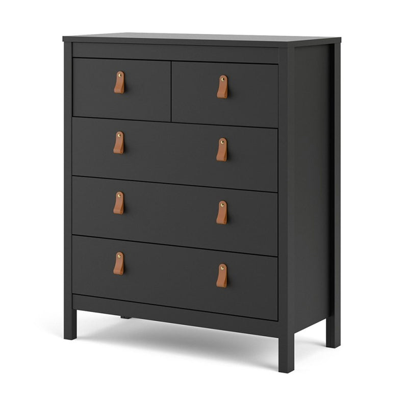 Barcelona Matt Black 2 Over 3 Chest of Drawer by Lavishway | Chest Of Drawers-30244