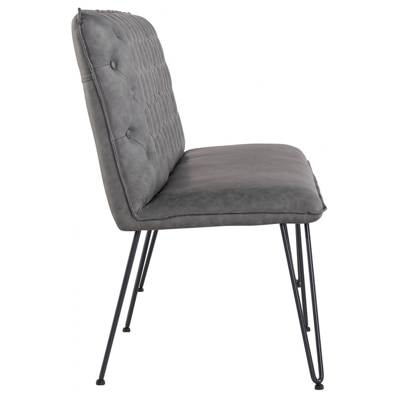 Studded Back Grey Leather Dining Bench by Lavishway | Dining Benches-31426