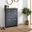Blue Painted 2 Door 1 Drawer Shoe Cabinet by Lavishway | Shoe Cabinets-43241