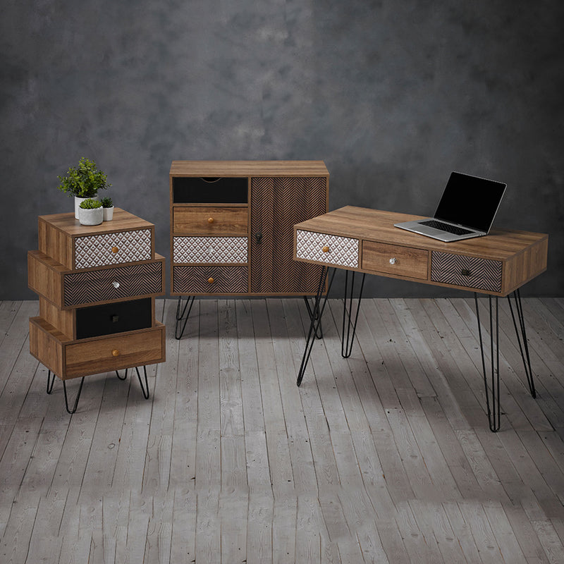 Casablanca 3 Drawer Desk With Wired Legs by Lavishway | Reclaimed Wood Desks-35315
