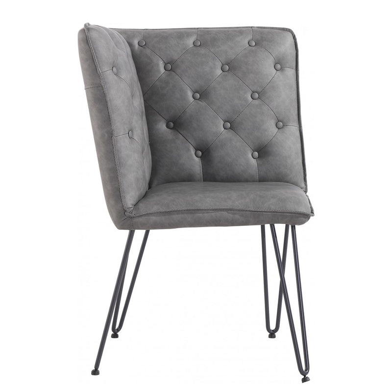 Studded Back Grey Leather Corner Dining Bench by Lavishway | Dining Benches-31343