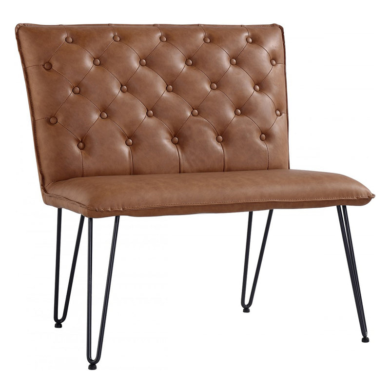 Studded Back Tan Leather Dining Bench by Lavishway | Dining Benches-31356