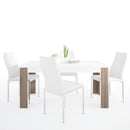 Toronto Dining Table with 4 White Chairs by Lavishway | Dining Table Set-30576