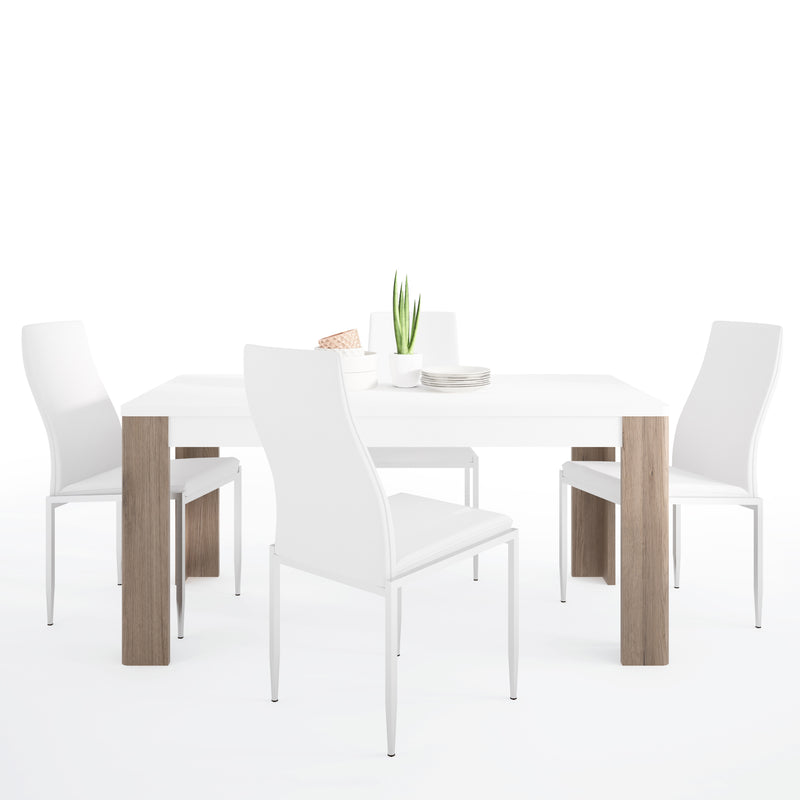 Toronto Dining Table with 6 White Chairs by Lavishway | Dining Table Set-30518