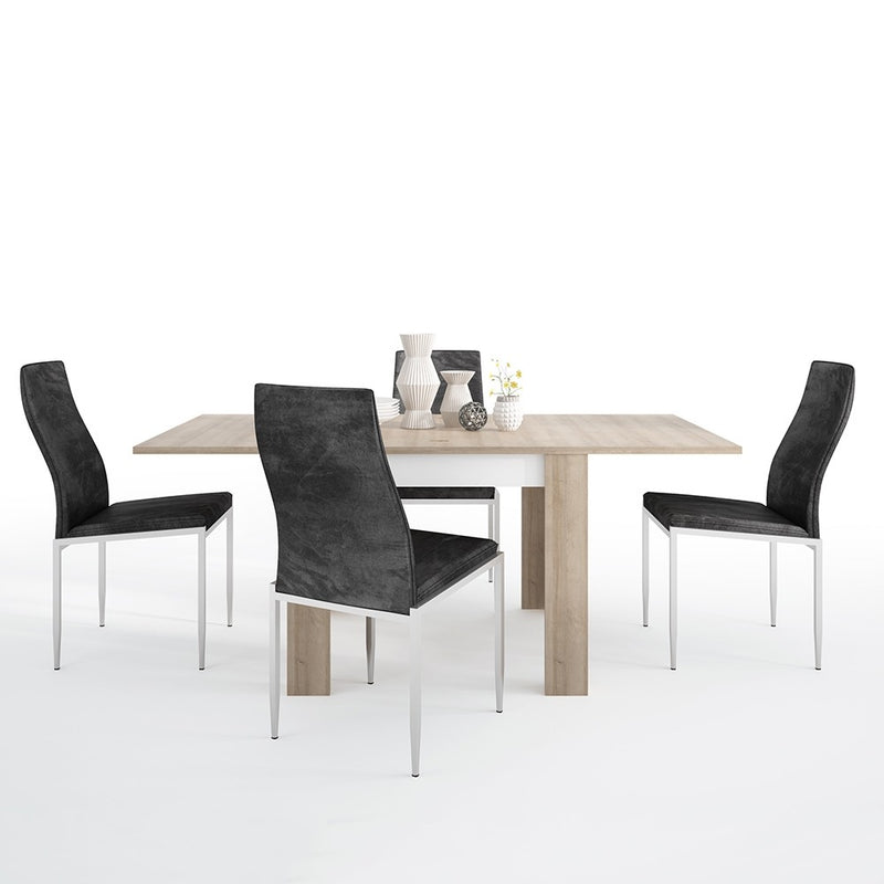 Lyon Small Dining Table with 4 Black Chairs by Lavishway | Dining Table Set-33621