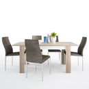 Lyon Medium Dining Table with 4 Brown Chairs by Lavishway | Dining Table Set-33599