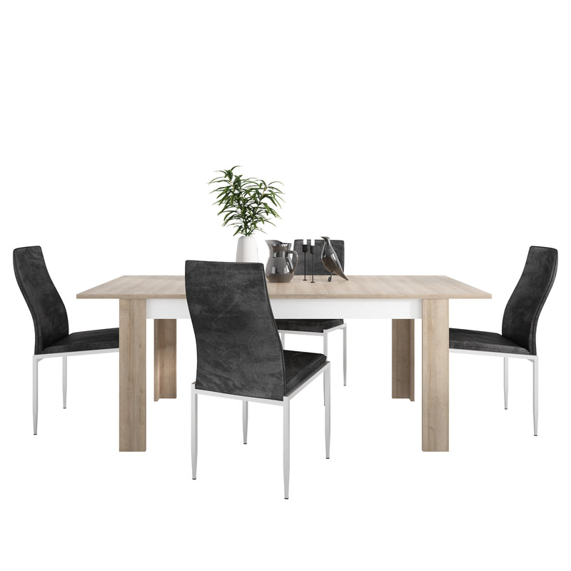 Lyon Extendable 4 Black Chairs Dining Table by Lavishway | Dining Table Set-30538