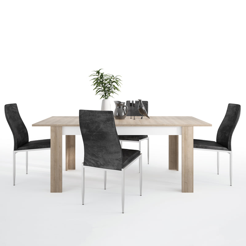 Lyon Extendable 4 Black Chairs Dining Table by Lavishway | Dining Table Set-30539
