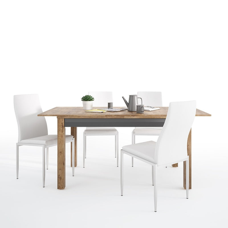 Havana Dining Table with White 4 Chairs by Lavishway | Dining Table Set-33543
