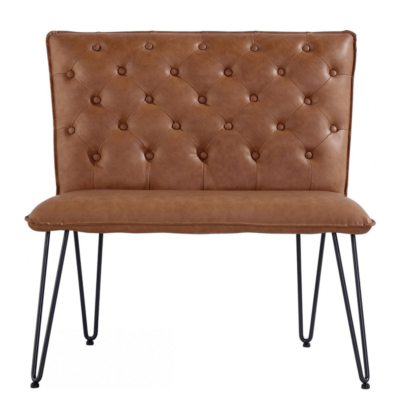 Studded Back Tan Leather Dining Bench by Lavishway | Dining Benches-31357