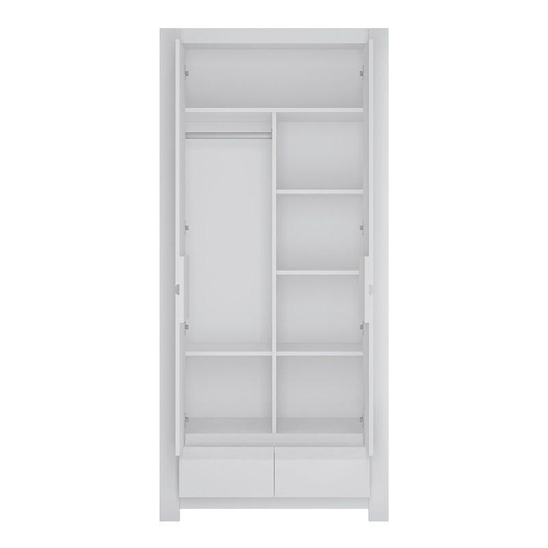 Novi 2 Door Wardrobe in Alpine White by Lavishway | Wardrobe-41756