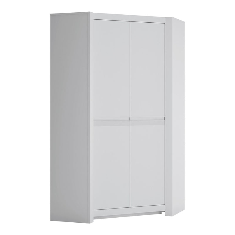 Novi 2 Door Corner Wardrobe in Alpine White by Lavishway | Wardrobe-41715