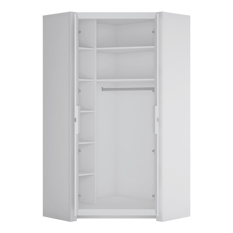 Novi 2 Door Corner Wardrobe in Alpine White by Lavishway | Wardrobe-41716