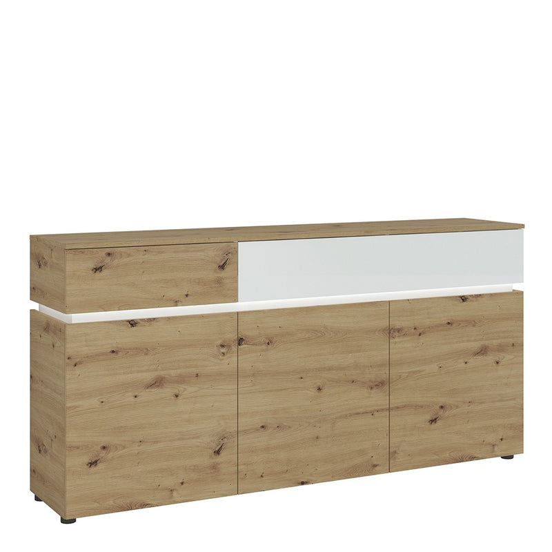Luci White & Oak 3 Doors Wooden Sideboard by Lavishway | Sideboards-34505