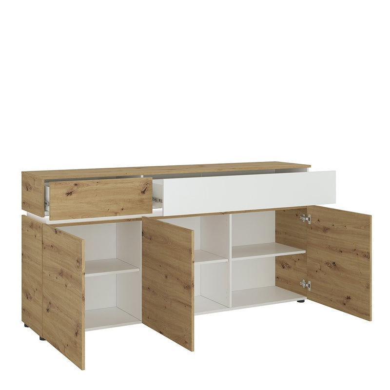 Luci White & Oak 3 Doors Wooden Sideboard by Lavishway | Sideboards-34506