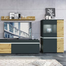 Luci Oak Finish 4 Doors Low Display Cabinet by Lavishway | Display Cabinet-29536