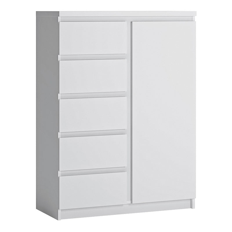 Fribo White Wooden 5 Drawers Hallway Cabinet by Lavishway | Cupboards & Cabinets-34479