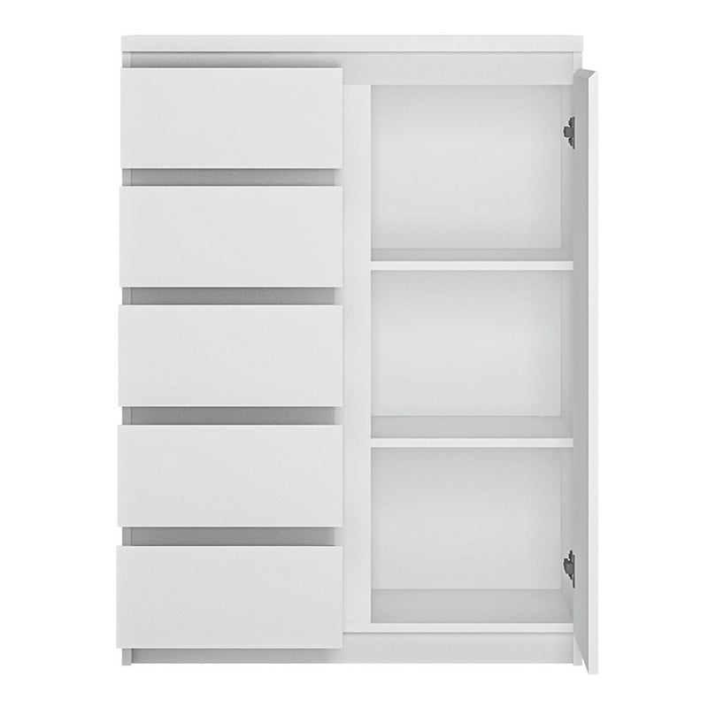 Fribo White Wooden 5 Drawers Hallway Cabinet by Lavishway | Cupboards & Cabinets-34480