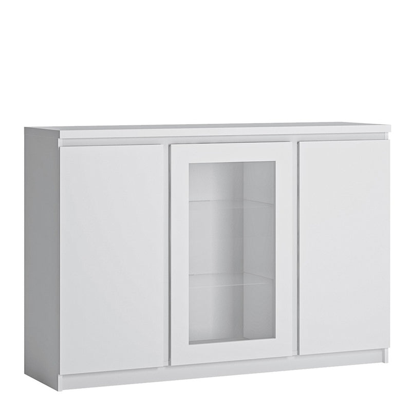 Fribo White 3 Doors Glazed Centre Sideboard by Lavishway | Sideboards-34470