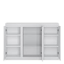Fribo White 3 Doors Glazed Centre Sideboard by Lavishway | Sideboards-34471