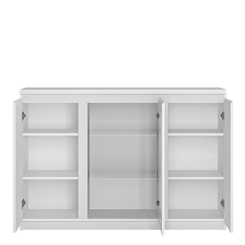 Fribo White 3 Doors Glazed Centre Sideboard by Lavishway | Sideboards-34471