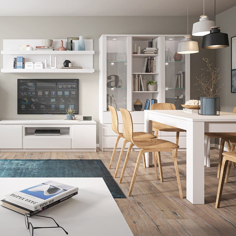 Fribo Extendable White Wooden Dining Table by Lavishway | Dining Tables-34460