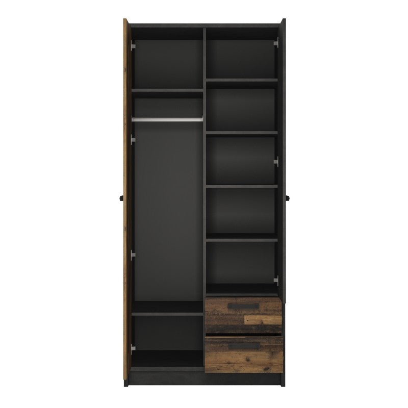 Brooklyn Walnut 2 Doors & 2 Drawers Wardrobe by Lavishway | Wardrobes