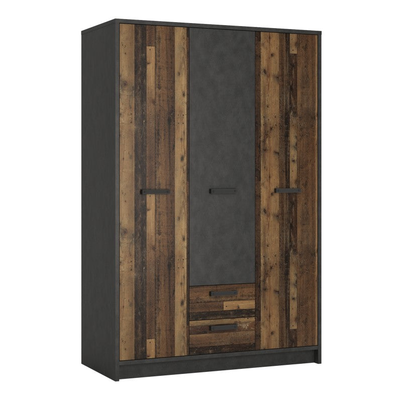 Brooklyn Walnut 3 Doors & 2 Drawers Wardrobe by Lavishway | Wardrobes