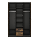 Brooklyn Walnut 3 Doors & 2 Drawers Wardrobe by Lavishway | Wardrobes