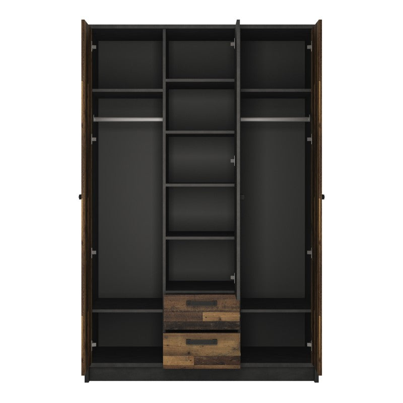 Brooklyn Walnut 3 Doors & 2 Drawers Wardrobe by Lavishway | Wardrobes