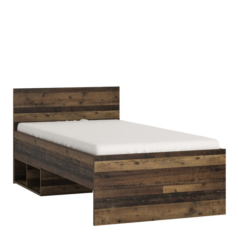 Brooklyn Walnut Single Bed With 2 open Shelf by Lavishway | Wooden Beds