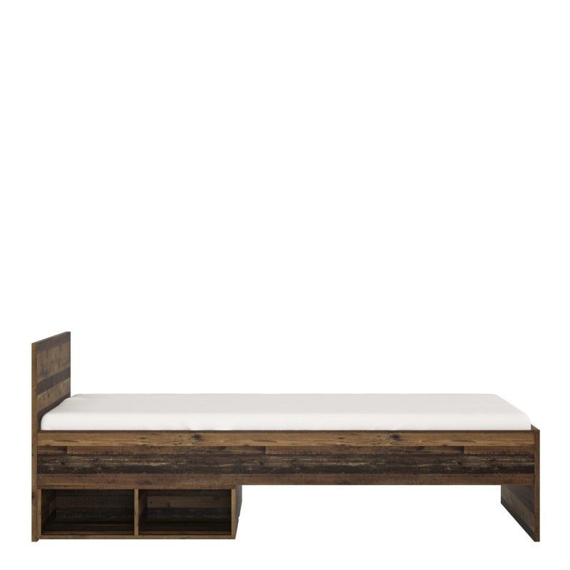 Brooklyn Walnut Single Bed With 2 open Shelf by Lavishway | Wooden Beds