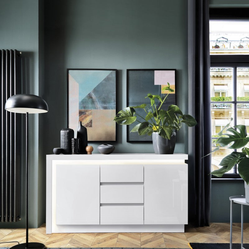 Lyon 2 Door 3 Drawer LED Lighting Sideboard by Lavishway | Sideboards