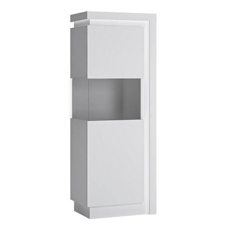 Lyon White High Gloss Narrow Display Cabinet by Lavishway | Display Cabinet