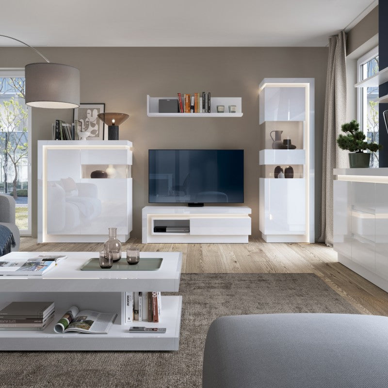 Lyon Tall High Gloss Narrow Display Cabinet by Lavishway | Display Cabinets