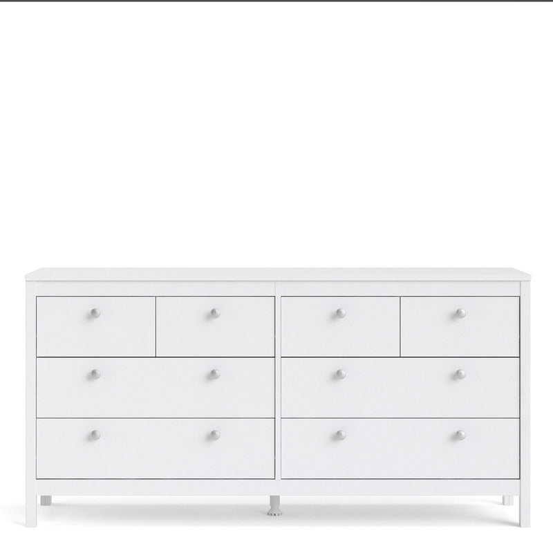 Madrid White Wooden 8 Drawers Double Dresser by Lavishway | Sideboards-29513