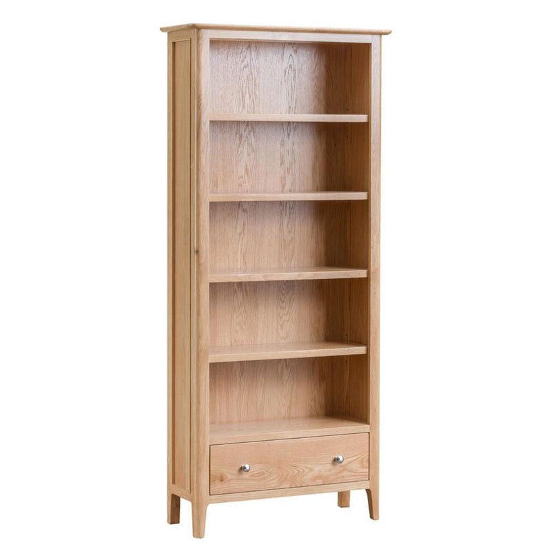 Nordic Oak Large Single Drawer Bookcase by Lavishway | Book Shelves and Cabinets-32268