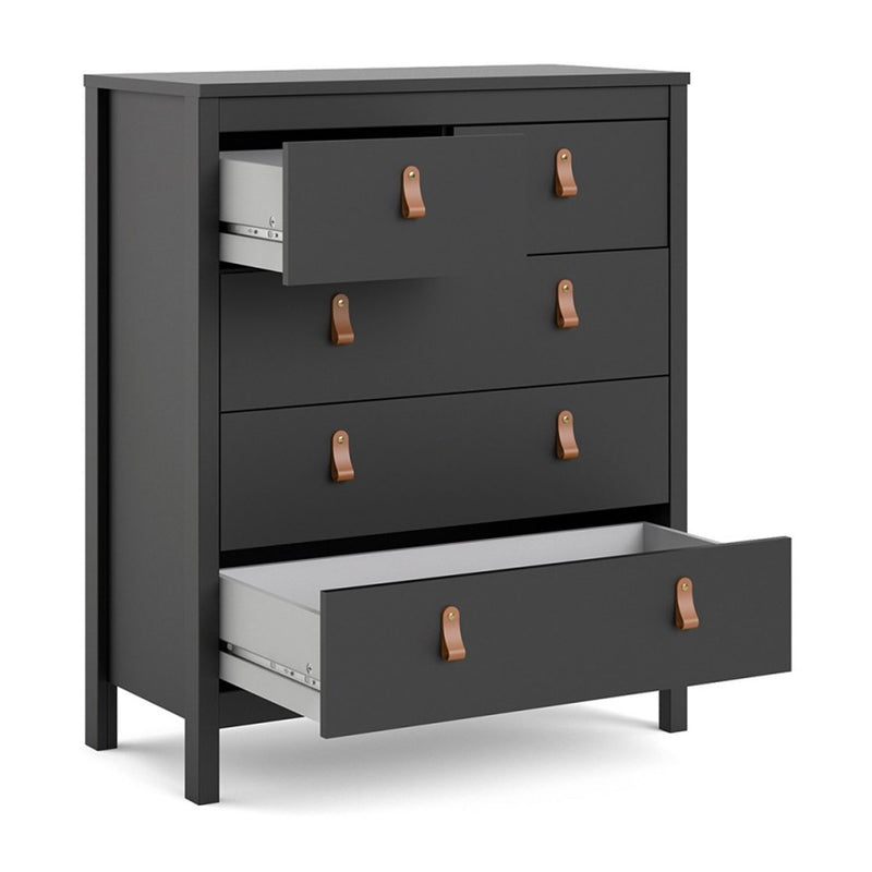 Barcelona Matt Black 2 Over 3 Chest of Drawer by Lavishway | Chest Of Drawers-30241