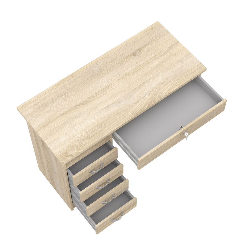 Function Plus Oak Finish 5 Drawers Desk by Lavishway | Desk Pedestals-29593
