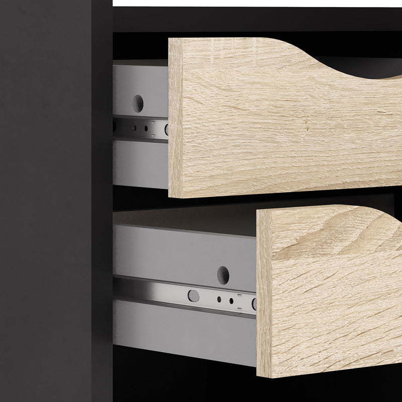 Function Plus Oak & Black Corner Desk by Lavishway | Desk Pedestals-29674