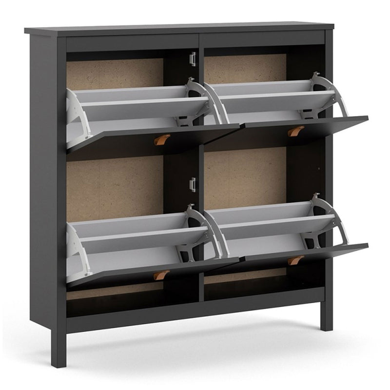 Barcelona Black 4 Tilting Doors Shoe Cabinet by Lavishway | Shoe Cabinets-30266