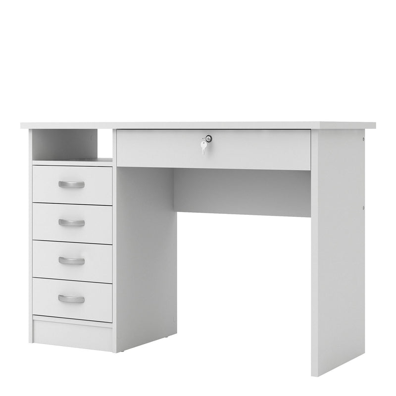 Function Plus White 5 Drawers Desk by Lavishway | Desk Pedestals-29582