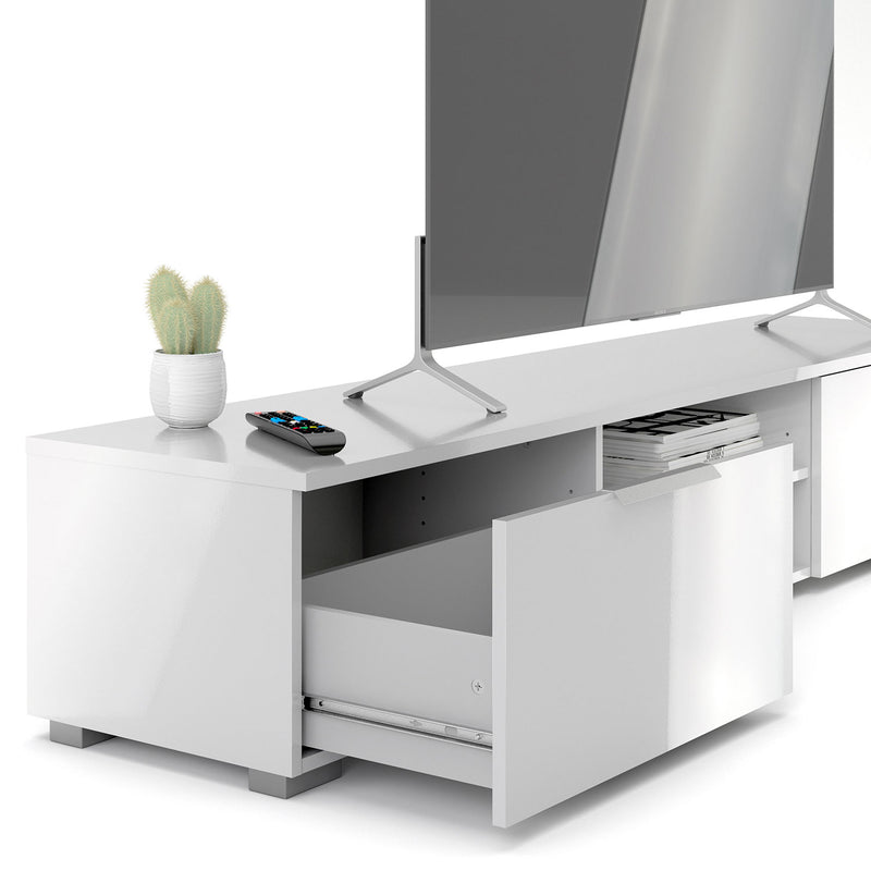 Match White High Gloss 2 Drawers TV Unit by Lavishway | TV Units Cabinets-29457