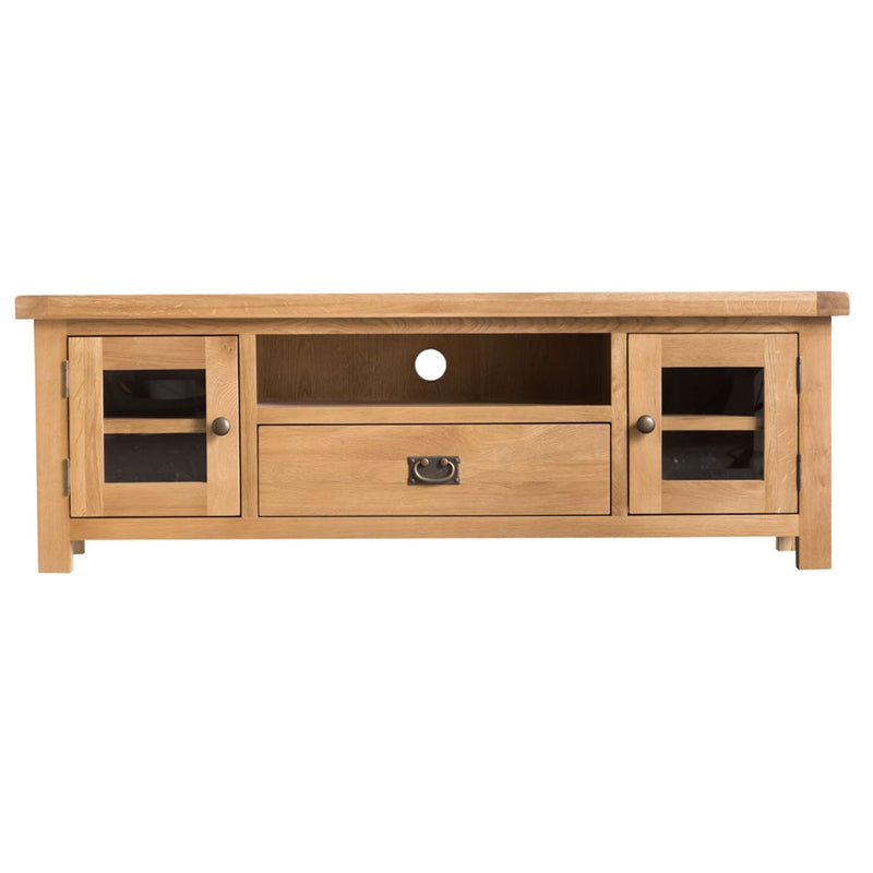 Chunky Solid Oak 2 Doors Large TV Unit by Lavishway | TV Units Cabinets-35015