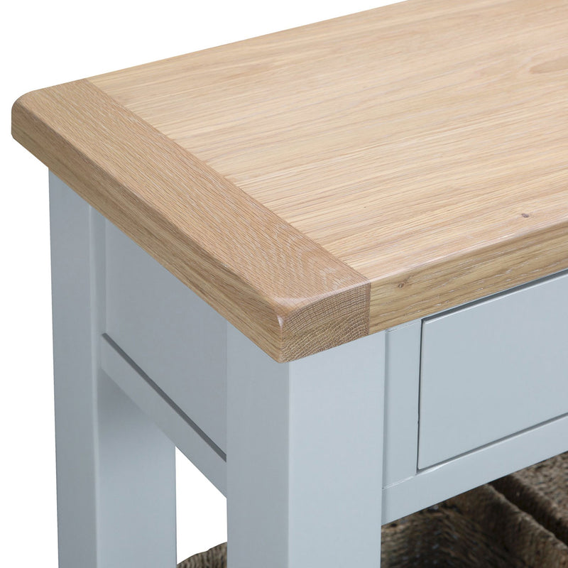 Tattershall Oak Top Grey Large Console Table by Lavishway | Hallway Console Table-33104