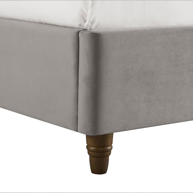 Lexie Wooden Effect Legs Velvet Double Bed by Lavishway | Velvet Bed-35626