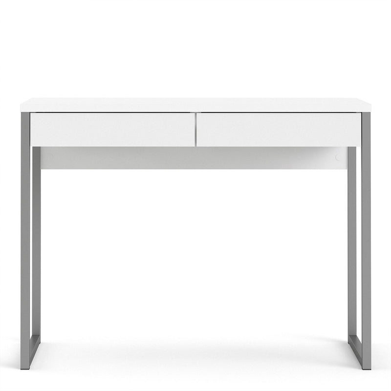 Function Plus White High Gloss 2 Drawers Desk by Lavishway | -29619