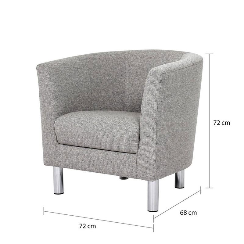 Cleveland Nova Light Grey Fabric Armchair by Lavishway | Fabric Sofas-30037